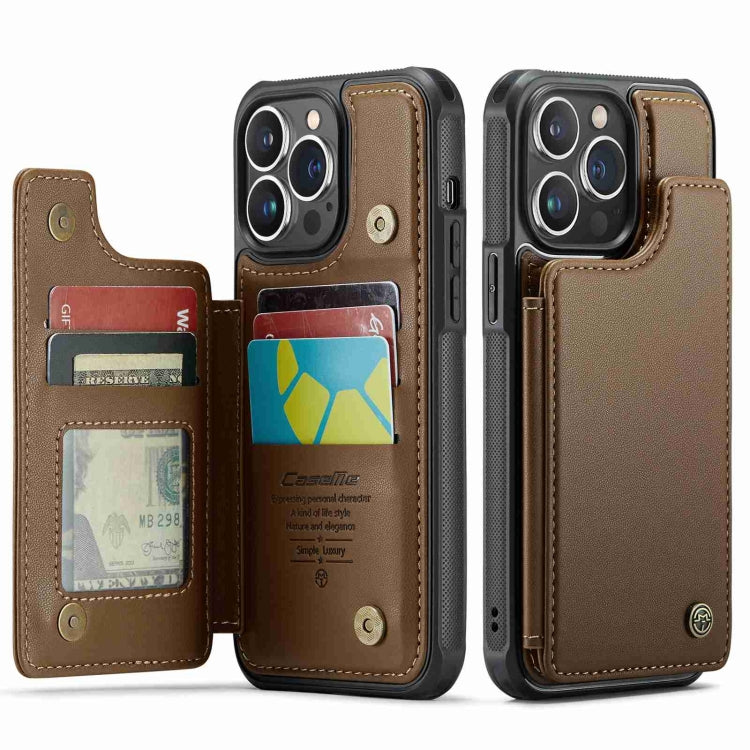 For iPhone 13 Pro Max CaseMe C22 Card Slots Holder RFID Anti-theft Phone Case(Brown) - iPhone 13 Pro Max Cases by CaseMe | Online Shopping South Africa | PMC Jewellery | Buy Now Pay Later Mobicred