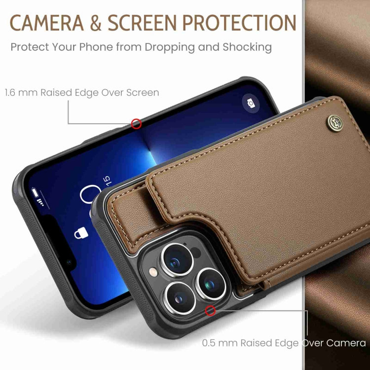 For iPhone 13 Pro Max CaseMe C22 Card Slots Holder RFID Anti-theft Phone Case(Brown) - iPhone 13 Pro Max Cases by CaseMe | Online Shopping South Africa | PMC Jewellery | Buy Now Pay Later Mobicred