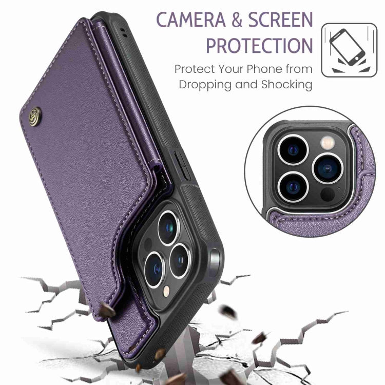 For iPhone 13 Pro Max CaseMe C22 Card Slots Holder RFID Anti-theft Phone Case(Purple) - free shipping - PMC Jewellery - Order now!