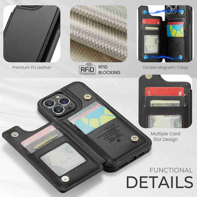 For iPhone 13 Pro Max CaseMe C22 Card Slots Holder RFID Anti-theft Phone Case(Black) - free shipping - PMC Jewellery - Order now!