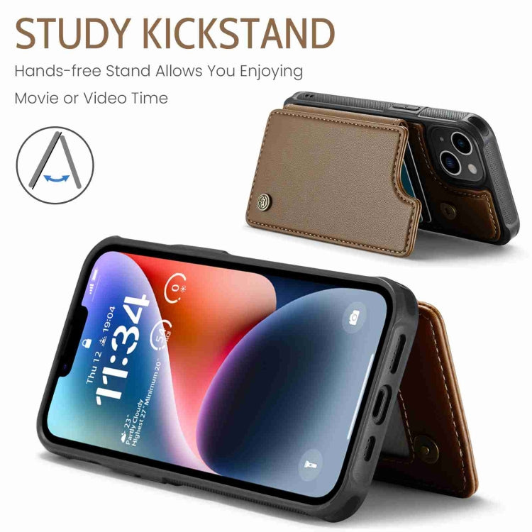 For iPhone 14 CaseMe C22 Card Slots Holder RFID Anti-theft Phone Case(Brown) - free shipping - PMC Jewellery - Order now!