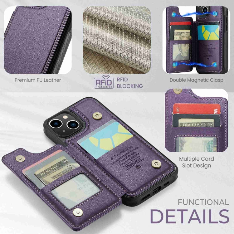 For iPhone 14 CaseMe C22 Card Slots Holder RFID Anti-theft Phone Case(Purple) - free shipping - PMC Jewellery - Order now!