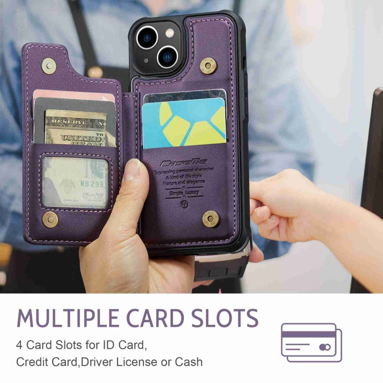 For iPhone 14 CaseMe C22 Card Slots Holder RFID Anti-theft Phone Case(Purple) - free shipping - PMC Jewellery - Order now!
