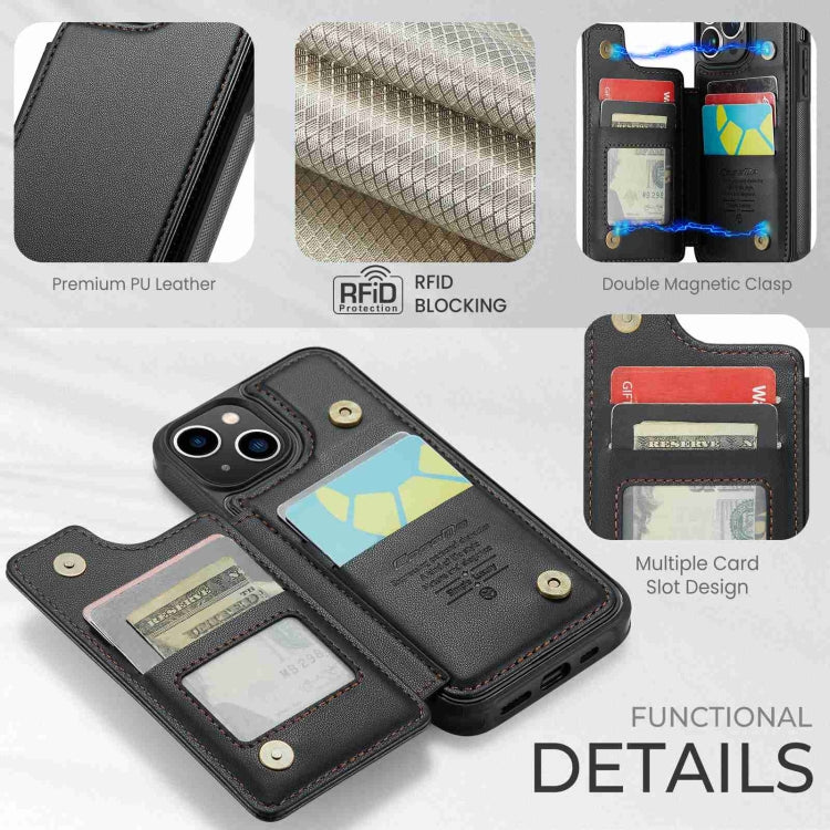 For iPhone 14 CaseMe C22 Card Slots Holder RFID Anti-theft Phone Case(Black) - free shipping - PMC Jewellery - Order now!