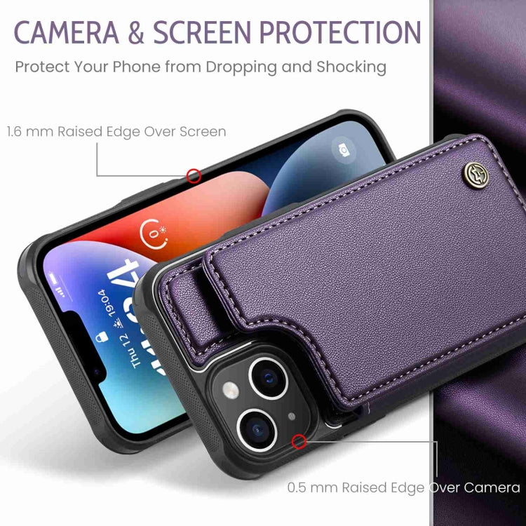 For iPhone 14 Plus CaseMe C22 Card Slots Holder RFID Anti-theft Phone Case(Purple) - free shipping - PMC Jewellery - Order now!