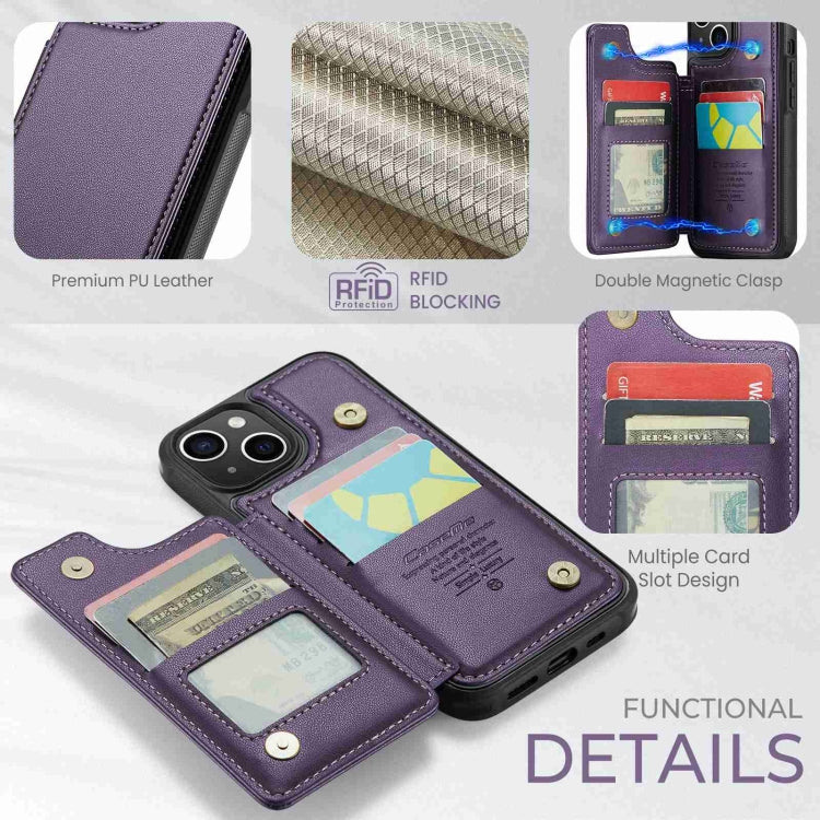 For iPhone 14 Plus CaseMe C22 Card Slots Holder RFID Anti-theft Phone Case(Purple) - free shipping - PMC Jewellery - Order now!