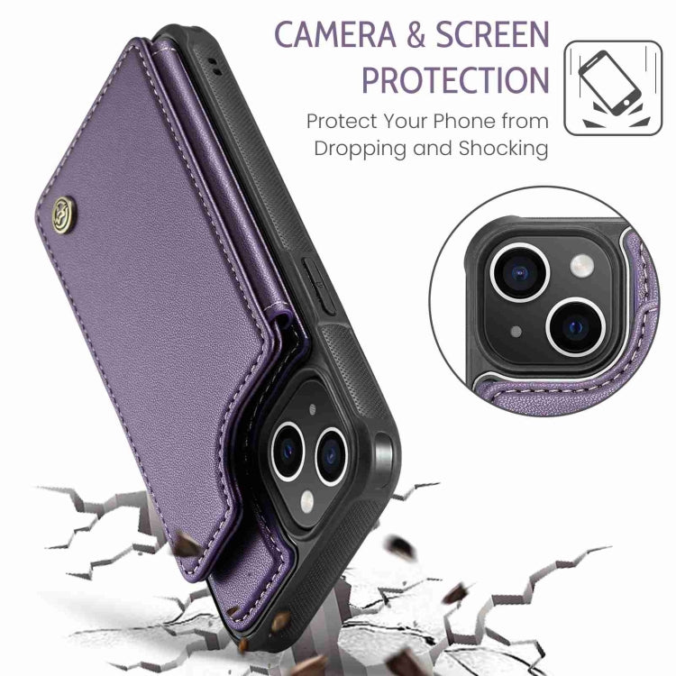 For iPhone 14 Plus CaseMe C22 Card Slots Holder RFID Anti-theft Phone Case(Purple) - free shipping - PMC Jewellery - Order now!
