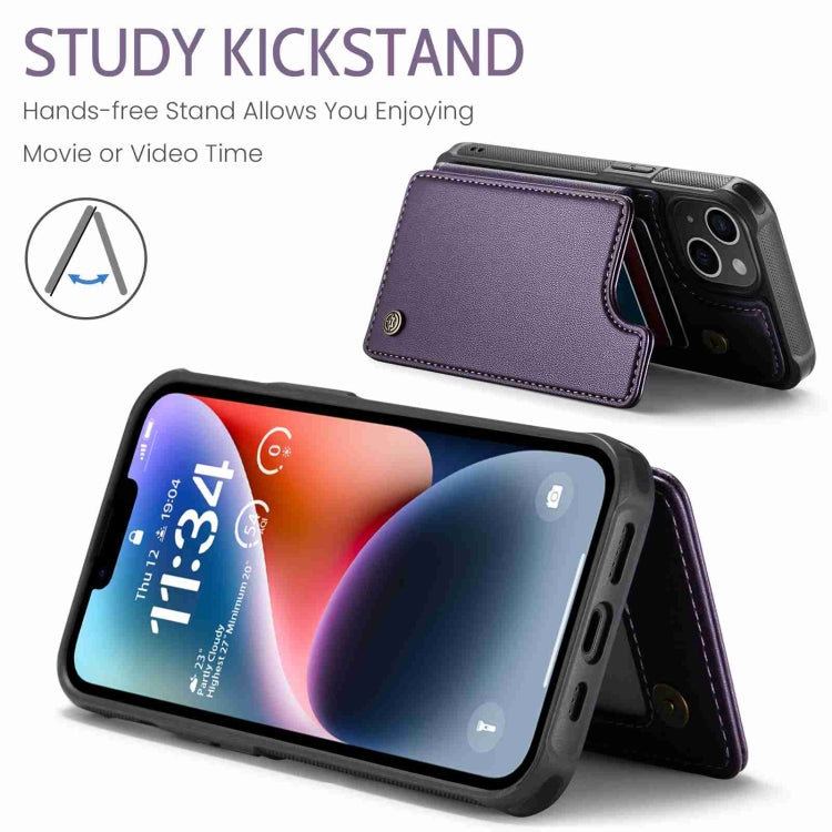 For iPhone 14 Plus CaseMe C22 Card Slots Holder RFID Anti-theft Phone Case(Purple) - free shipping - PMC Jewellery - Order now!