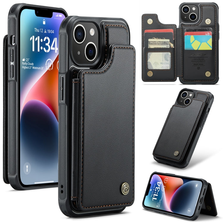 For iPhone 14 Plus CaseMe C22 Card Slots Holder RFID Anti-theft Phone Case(Black) - free shipping - PMC Jewellery - Order now!