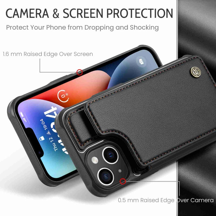 For iPhone 14 Plus CaseMe C22 Card Slots Holder RFID Anti-theft Phone Case(Black) - free shipping - PMC Jewellery - Order now!