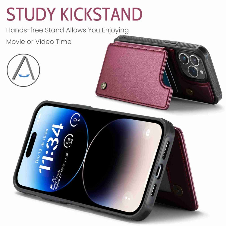For iPhone 14 Pro CaseMe C22 Card Slots Holder RFID Anti-theft Phone Case(Wine Red) - free shipping - PMC Jewellery - Order now!