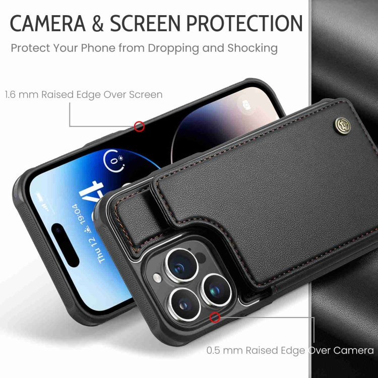 For iPhone 14 Pro CaseMe C22 Card Slots Holder RFID Anti-theft Phone Case(Black) - free shipping - PMC Jewellery - Order now!