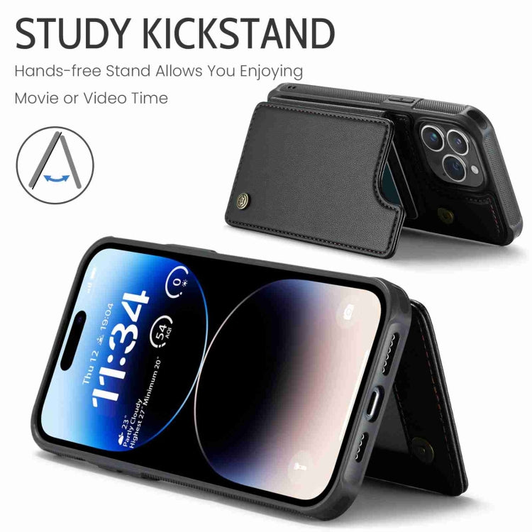 For iPhone 14 Pro CaseMe C22 Card Slots Holder RFID Anti-theft Phone Case(Black) - free shipping - PMC Jewellery - Order now!