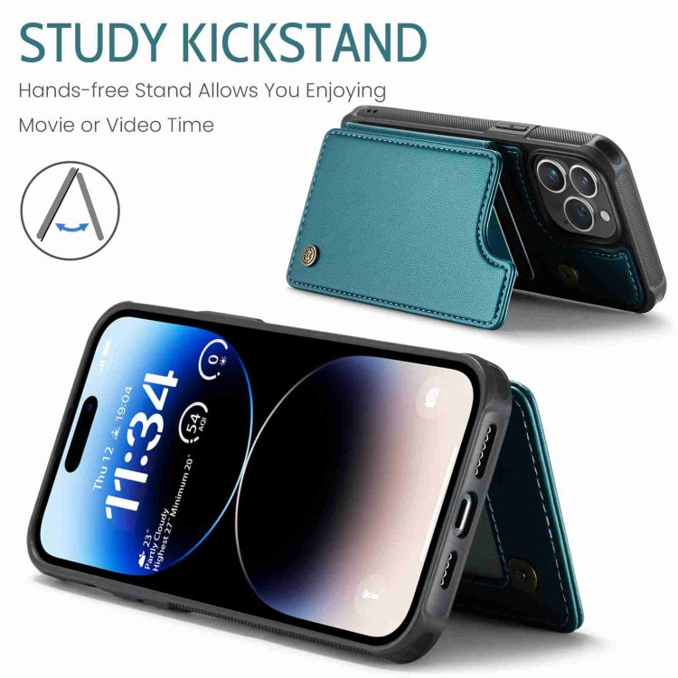 For iPhone 14 Pro Max CaseMe C22 Card Slots Holder RFID Anti-theft Phone Case(Blue Green) - free shipping - PMC Jewellery - Order now!