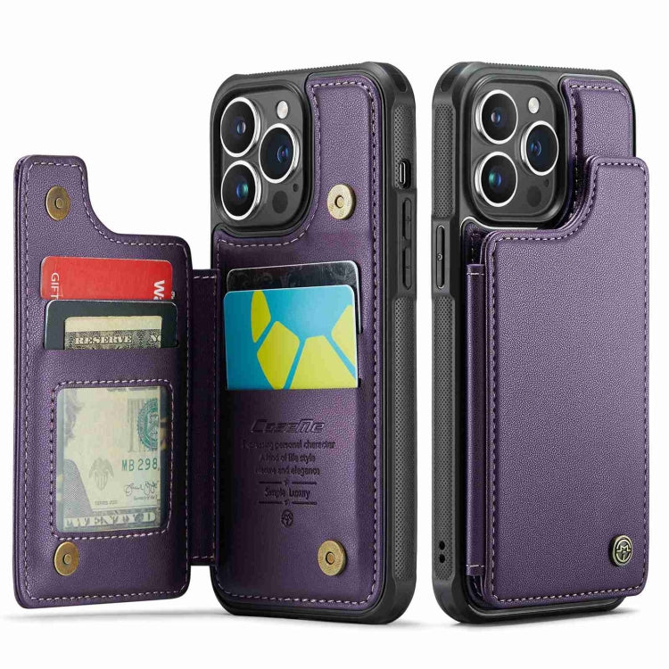 For iPhone 14 Pro Max CaseMe C22 Card Slots Holder RFID Anti-theft Phone Case(Purple) - iPhone 14 Pro Max Cases by CaseMe | Online Shopping South Africa | PMC Jewellery | Buy Now Pay Later Mobicred