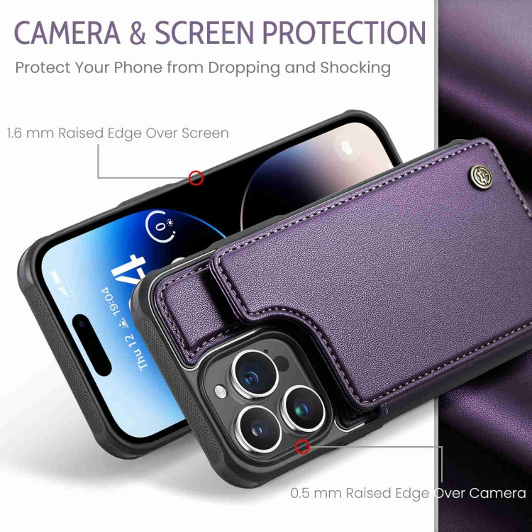 For iPhone 14 Pro Max CaseMe C22 Card Slots Holder RFID Anti-theft Phone Case(Purple) - iPhone 14 Pro Max Cases by CaseMe | Online Shopping South Africa | PMC Jewellery | Buy Now Pay Later Mobicred