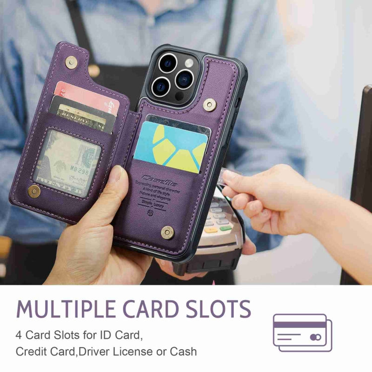 For iPhone 14 Pro Max CaseMe C22 Card Slots Holder RFID Anti-theft Phone Case(Purple) - iPhone 14 Pro Max Cases by CaseMe | Online Shopping South Africa | PMC Jewellery | Buy Now Pay Later Mobicred