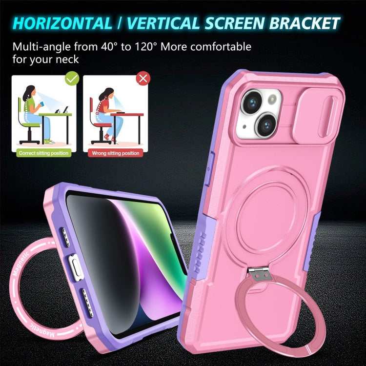 For iPhone 15 Plus Sliding Camshield Magsafe Holder TPU Hybrid PC Phone Case(Purple Pink) - iPhone 15 Plus Cases by PMC TechLife | Online Shopping South Africa | PMC TechLife