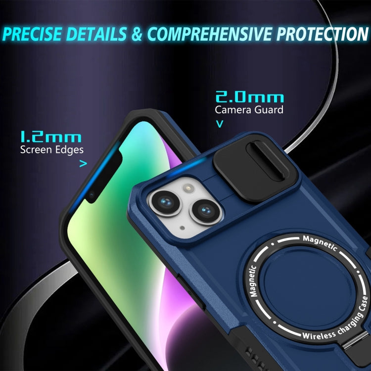 For iPhone 14 Plus Sliding Camshield Magsafe Holder TPU Hybrid PC Phone Case(Royal Blue) - iPhone 14 Plus Cases by PMC TechLife | Online Shopping South Africa | PMC TechLife