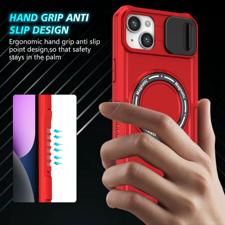 For iPhone 14 Plus Sliding Camshield Magsafe Holder TPU Hybrid PC Phone Case(Red) - iPhone 14 Plus Cases by PMC TechLife | Online Shopping South Africa | PMC TechLife