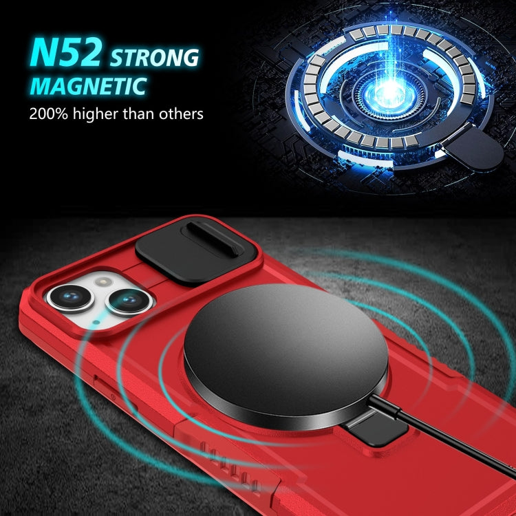 For iPhone 14 Plus Sliding Camshield Magsafe Holder TPU Hybrid PC Phone Case(Red) - iPhone 14 Plus Cases by PMC TechLife | Online Shopping South Africa | PMC TechLife