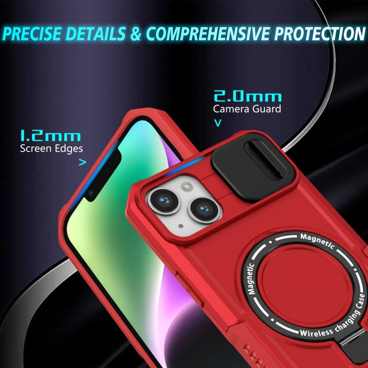 For iPhone 14 Sliding Camshield Magsafe Holder TPU Hybrid PC Phone Case(Red) - iPhone 14 Cases by PMC TechLife | Online Shopping South Africa | PMC TechLife