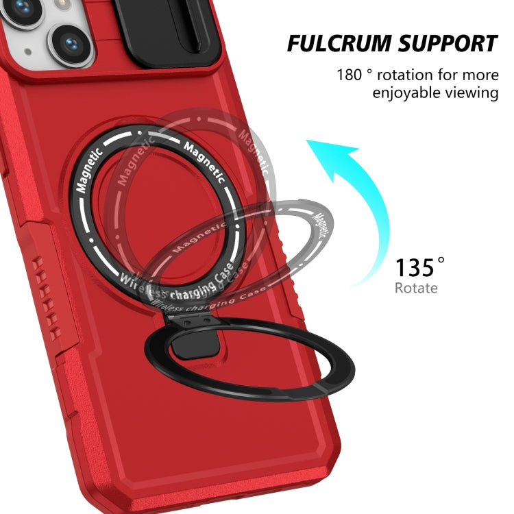 For iPhone 14 Sliding Camshield Magsafe Holder TPU Hybrid PC Phone Case(Red) - iPhone 14 Cases by PMC TechLife | Online Shopping South Africa | PMC TechLife