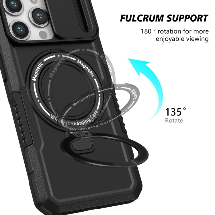 For iPhone 14 Pro Sliding Camshield Magsafe Holder TPU Hybrid PC Phone Case(Black) - iPhone 14 Pro Cases by PMC TechLife | Online Shopping South Africa | PMC TechLife