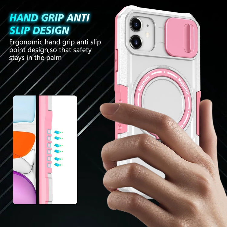 For iPhone 12 Sliding Camshield Magsafe Holder TPU Hybrid PC Phone Case(Pink White) - iPhone 12 / 12 Pro Cases by PMC TechLife | Online Shopping South Africa | PMC TechLife