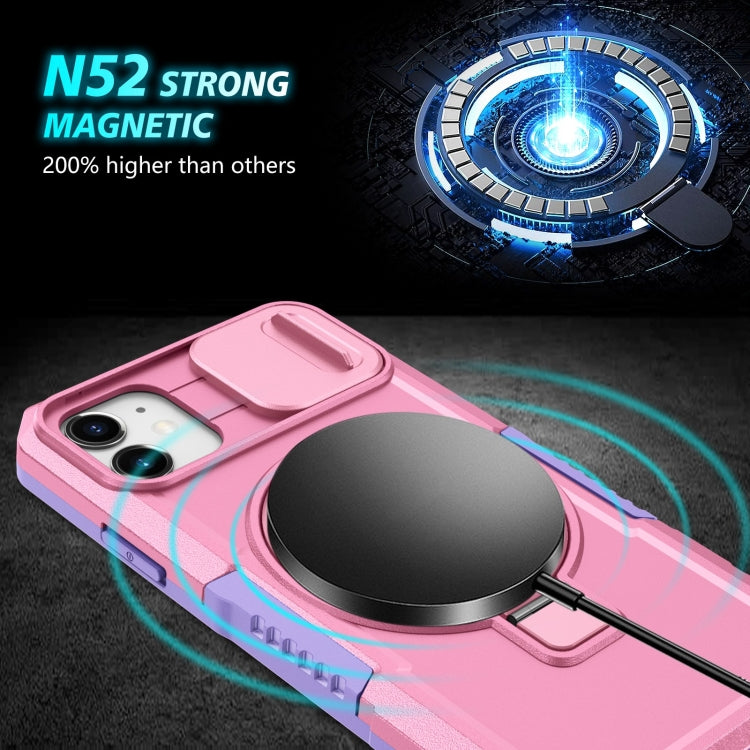 For iPhone 11 Sliding Camshield Magsafe Holder TPU Hybrid PC Phone Case(Purple Pink) - iPhone 11 Cases by PMC TechLife | Online Shopping South Africa | PMC TechLife