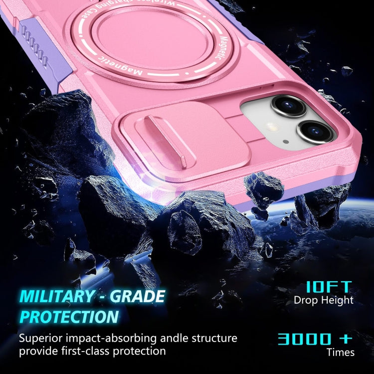 For iPhone 11 Sliding Camshield Magsafe Holder TPU Hybrid PC Phone Case(Purple Pink) - iPhone 11 Cases by PMC TechLife | Online Shopping South Africa | PMC TechLife