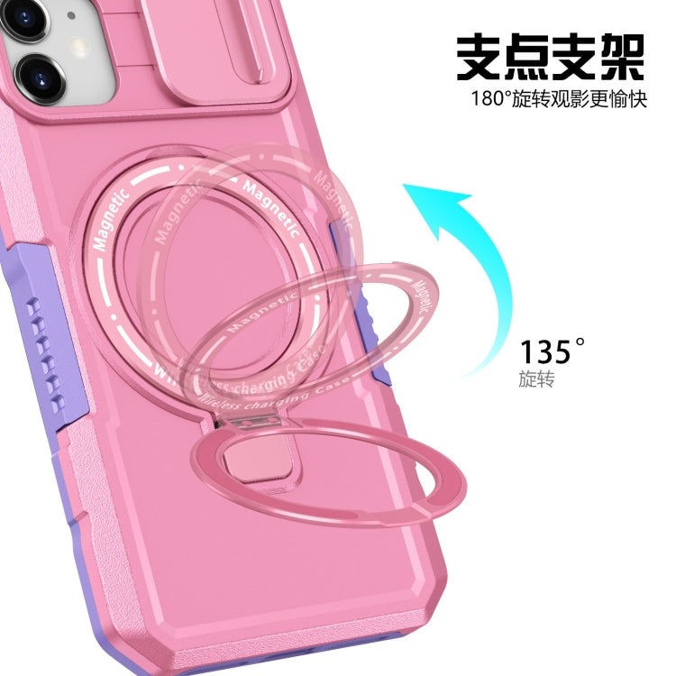 For iPhone 11 Sliding Camshield Magsafe Holder TPU Hybrid PC Phone Case(Purple Pink) - iPhone 11 Cases by PMC TechLife | Online Shopping South Africa | PMC TechLife