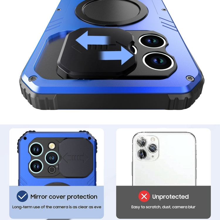 For iPhone 15 Pro Max Camera Shield MagSafe Holder Life Waterproof Phone Case(Blue) - iPhone 15 Pro Max Cases by PMC TechLife | Online Shopping South Africa | PMC TechLife