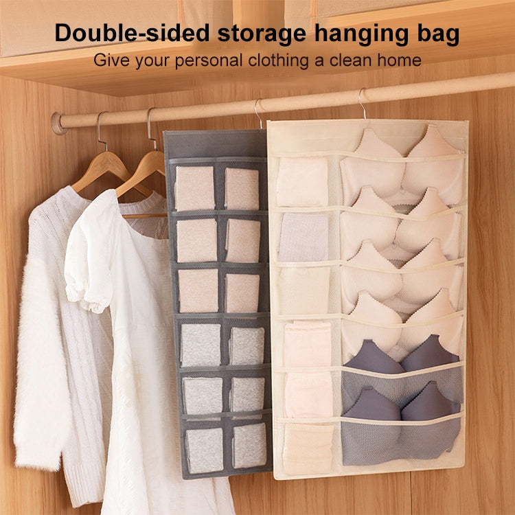 6+6 Grids Underwear Storage Bag Non-woven Double-sided Hanging Storage Bag(Pink) - Storage Bags by PMC TechLife | Online Shopping South Africa | PMC TechLife | Buy Now Pay Later Mobicred