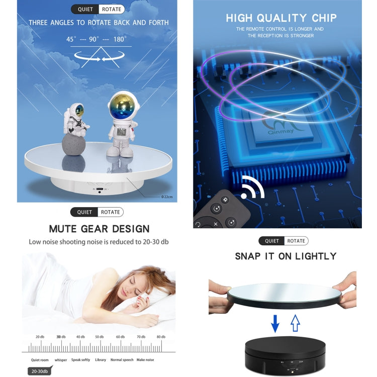 22cm Mirror Electric Rotating Display Stand Live Video Shooting Props Turntable Regular Version(Black) -  by PMC TechLife | Online Shopping South Africa | PMC TechLife | Buy Now Pay Later Mobicred