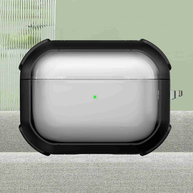 For AirPods Pro 2 Thunder Transparent Armor Wireless Earphones Protective Case(Black) - For AirPods Pro 2 by PMC Jewellery | Online Shopping South Africa | PMC Jewellery | Buy Now Pay Later Mobicred