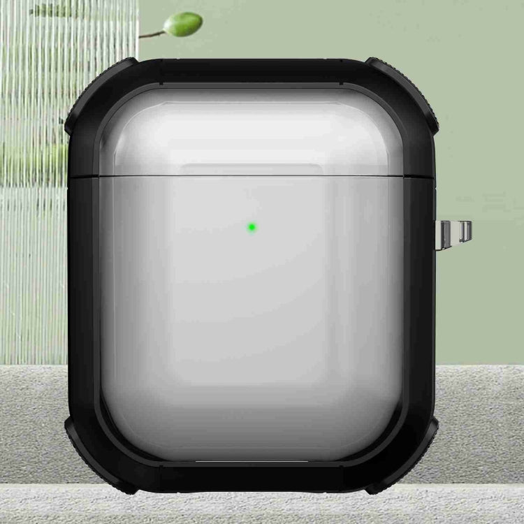 For AirPods 2 / 1 Thunder Transparent Armor Wireless Earphones Protective Case(Black) - For AirPods 1/2 by PMC Jewellery | Online Shopping South Africa | PMC Jewellery | Buy Now Pay Later Mobicred