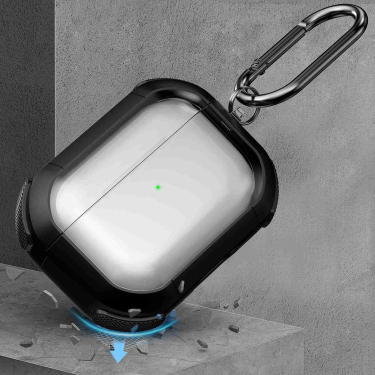 For AirPods 2 / 1 Thunder Transparent Armor Wireless Earphones Protective Case(Black) - For AirPods 1/2 by PMC Jewellery | Online Shopping South Africa | PMC Jewellery | Buy Now Pay Later Mobicred