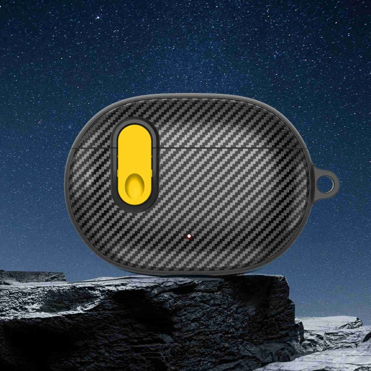 For Beats Studio Buds Switch Carbon Fiber Wireless Earphones Protective Case(Black Yellow) - Other Case by PMC Jewellery | Online Shopping South Africa | PMC Jewellery | Buy Now Pay Later Mobicred