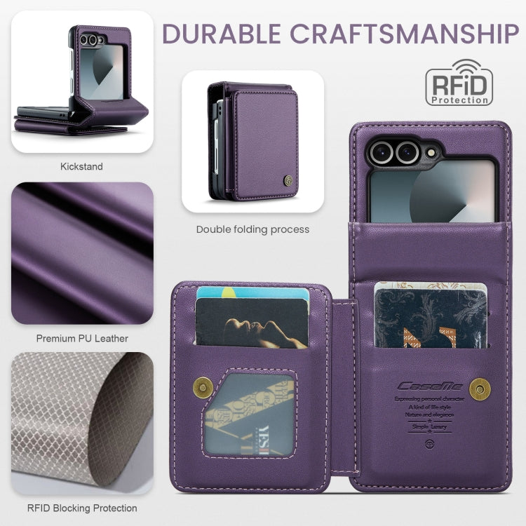 For Samsung Galaxy Z Flip6 / Flip7 FE CaseMe C22 PC+TPU Business Style RFID Anti-theft Leather Phone Case(Purple) - free shipping - PMC Jewellery - Order now!