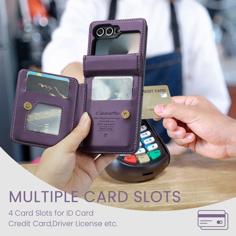 For Samsung Galaxy Z Flip6 / Flip7 FE CaseMe C22 PC+TPU Business Style RFID Anti-theft Leather Phone Case(Purple) - free shipping - PMC Jewellery - Order now!