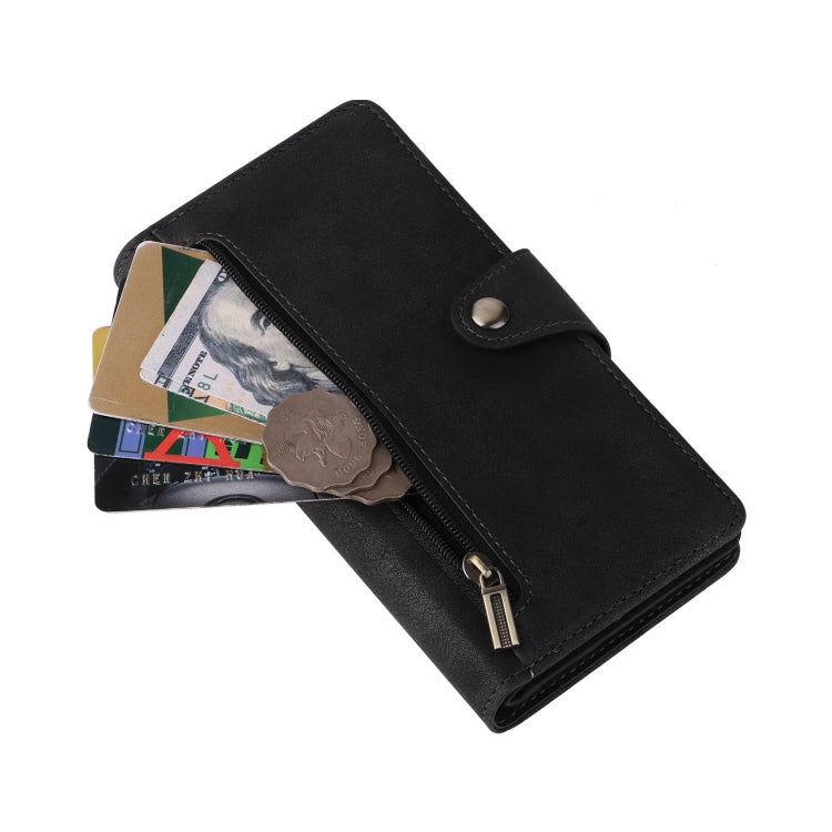 For Google Pixel 8 Rivet Buckle 9 Cards Three Fold Leather Phone Case(Black) - Google Cases by PMC TechLife | Online Shopping South Africa | PMC TechLife | Buy Now Pay Later Mobicred