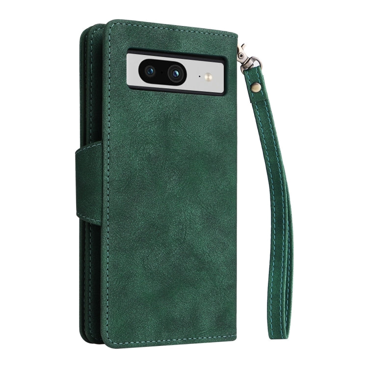 For Google Pixel 8 Rivet Buckle 9 Cards Three Fold Leather Phone Case(Green) - free shipping - PMC TechLife - Order now!