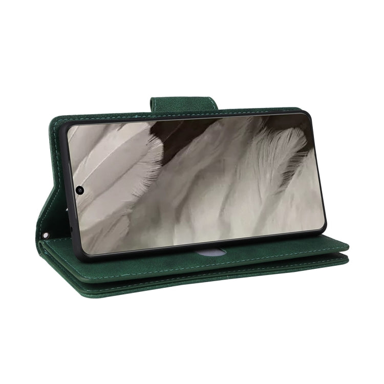 For Google Pixel 8 Rivet Buckle 9 Cards Three Fold Leather Phone Case(Green) - free shipping - PMC TechLife - Order now!