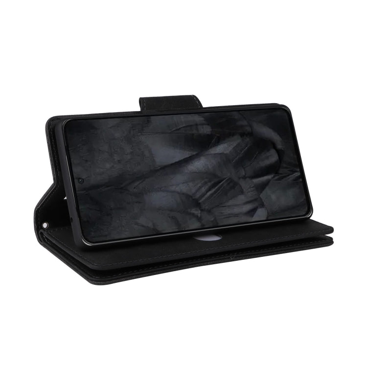 For Google Pixel 8 Pro Rivet Buckle 9 Cards Three Fold Leather Phone Case(Black) - Google Cases by PMC TechLife | Online Shopping South Africa | PMC TechLife | Buy Now Pay Later Mobicred