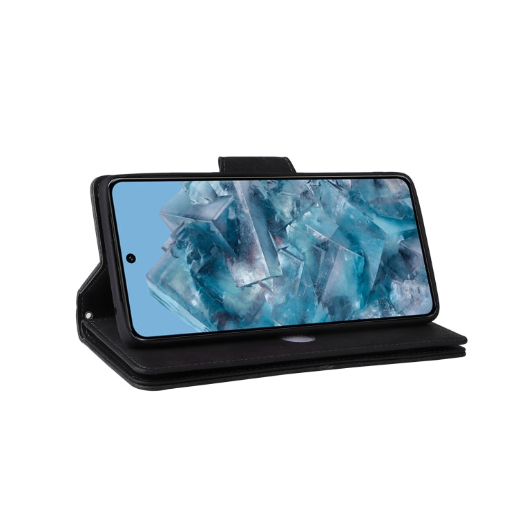 For Google Pixel 8a Rivet Buckle 9 Cards Three Fold Leather Phone Case(Black) - Google Cases by PMC TechLife | Online Shopping South Africa | PMC TechLife | Buy Now Pay Later Mobicred