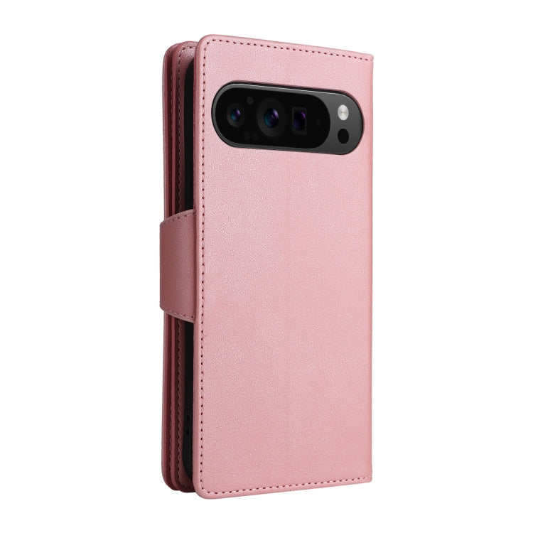 For Google Pixel 9 Pro Rivet Buckle 9 Cards Three Fold Leather Phone Case(Rose Gold) - free shipping - PMC TechLife - Order now!