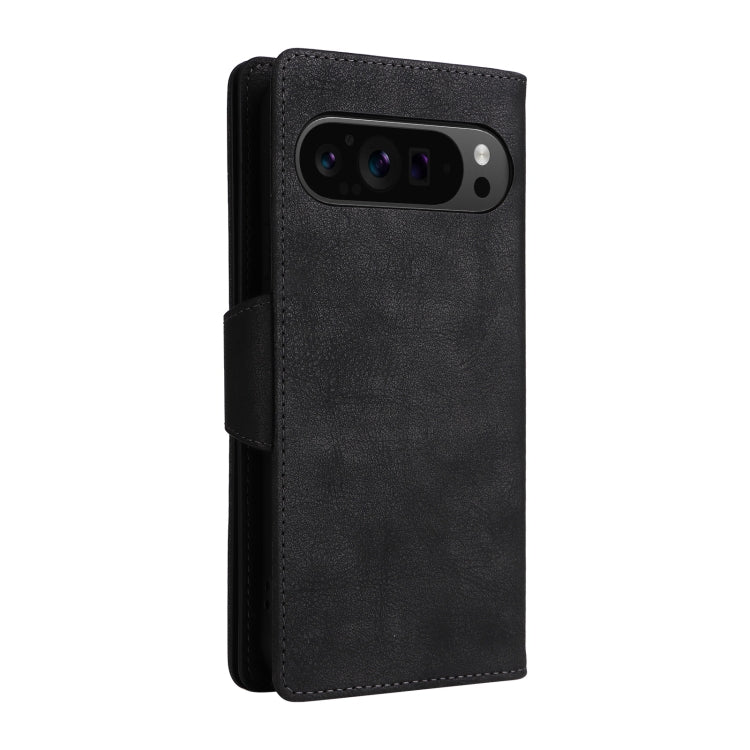 For Google Pixel 9 Pro Rivet Buckle 9 Cards Three Fold Leather Phone Case(Black) - Google Cases by PMC TechLife | Online Shopping South Africa | PMC TechLife | Buy Now Pay Later Mobicred
