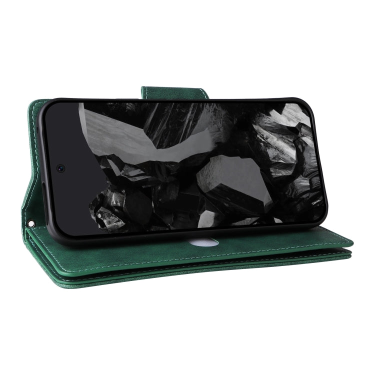 For Google Pixel 9 Pro Rivet Buckle 9 Cards Three Fold Leather Phone Case(Green) - Google Cases by PMC TechLife | Online Shopping South Africa | PMC TechLife | Buy Now Pay Later Mobicred