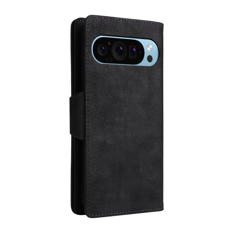 For Google Pixel 9 Rivet Buckle 9 Cards Three Fold Leather Phone Case(Black) - Google Cases by PMC TechLife | Online Shopping South Africa | PMC TechLife | Buy Now Pay Later Mobicred